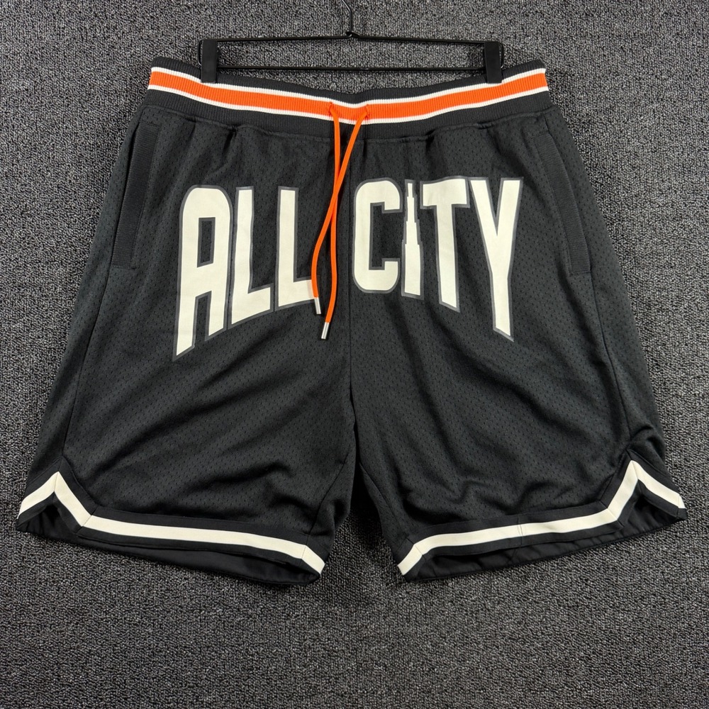 Just Don All City Men's Heavyweight Basketball Shorts Black Deluxe Mesh XL NWT
